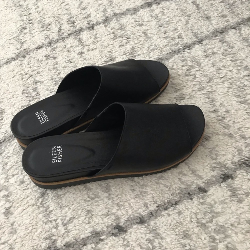 Eileen Fisher Black Slip-On Sandals